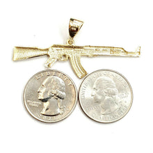 Load image into Gallery viewer, 14k yellow Gold AK-47 Machine gun Military Rifle Pendant charm fine gift 3.2g