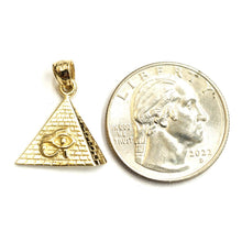 Load image into Gallery viewer, 14k yellow solid Gold Egyptian pyramid eye of Horus Pendant fine jewelry 1.6g