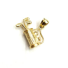 Load image into Gallery viewer, 14k yellow Gold 3D Golf Clubs And Bag Pendant sport Gift game fine jewelry 2.3g
