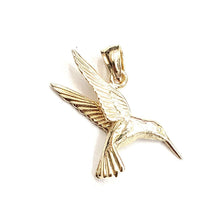 Load image into Gallery viewer, New 14k yellow Gold solid 3D Hummingbird Pendant charm gift fine jewelry 2.3g