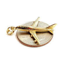 Load image into Gallery viewer, 14k yellow Gold solid Airplane Aviation 3D pendant charm gift fine jewelry 3.4g