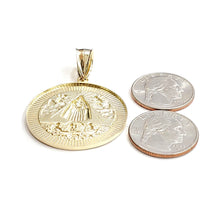Load image into Gallery viewer, 10k yellow gold round virgin Caridad del Cobre pendant fine jewelry 1.43" 8.4g