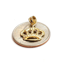 Load image into Gallery viewer, New 14k yellow Gold Tiny Queen Crown Tiara Pendant charm gift fine jewelry 1.4g