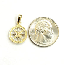 Load image into Gallery viewer, 14k two tone Gold Tiny round compass pendant charm Gift fine jewelry 0.55" 1g