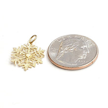 Load image into Gallery viewer, 14k Yellow Gold Winter SnowFlake Pendant charm gift for her fine jewelry 0.8g