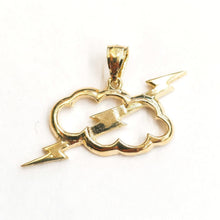 Load image into Gallery viewer, New 14k yellow gold cloud lightning bolt thunder pendant charm fine jewelry 3.1g