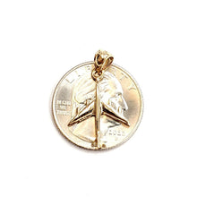 Load image into Gallery viewer, 14k yellow Gold Tiny Airplane Aviation plane 3D pendant gift fine jewelry 1.1g