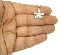 Load image into Gallery viewer, New 14k white Gold Hawaiian flower pendant cubic zirconia fine jewelry 1.9g