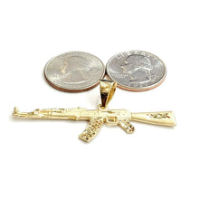 Load image into Gallery viewer, 14k yellow Gold AK-47 Machine gun Military Rifle Pendant charm fine gift 3.2g