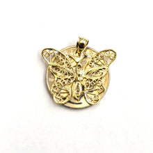 Load image into Gallery viewer, New 14k yellow Gold butterfly Pendant charm filigree gift fine jewelry 2.4g