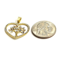 Load image into Gallery viewer, 14k Tri Color gold Heart tree of life lucky pendant charm fine gift for her 2.2g