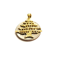 Load image into Gallery viewer, 14k yellow gold Lebanon cedar tree lucky pendant charm gift fine jewelry 2.4g