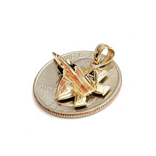 Load image into Gallery viewer, 14k yellow Gold solid 3D F22 Raptor jet pendant charm gift fine jewelry 2.5g