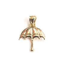 Load image into Gallery viewer, New 14k solid yellow Gold tiny umbrella Pendant charm gift fine jewelry 1g