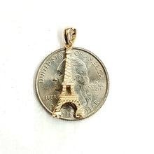 Load image into Gallery viewer, 14K Yellow Gold Solid 3D Famous Eiffel Tower Charm Pendant Fine Jewelry 2.4g