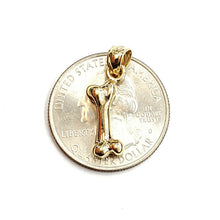 Load image into Gallery viewer, 14k yellow Gold solid dog bone 3D Pendant charm fine jewelry gift unisex 1.9g