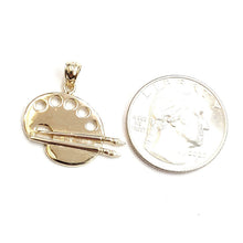 Load image into Gallery viewer, 14k Yellow Gold paint pallet brush Pendant charm painter tool fine jewelry 2.9g