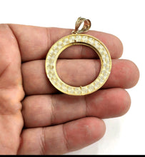 Load image into Gallery viewer, 14k yellow Gold Greek Key Frame bezel For 20 Pesos Coin Gift fine jewelry 6.8g