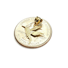 Load image into Gallery viewer, 14k yellow Gold tiny hummingbird Pendant charm fine gift jewelry for her 0.6g