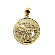 Load image into Gallery viewer, 14k yellow Gold 0.98" Round Tetragrammaton Protection Pendant Fine jewelry 5g