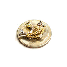 Load image into Gallery viewer, 14k Two Tone Gold 3D fish Pisces zodiac Pendant Cubic Zirconia Fine jewelry 1.6g