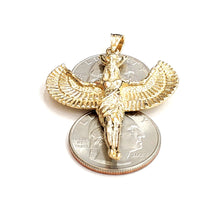 Load image into Gallery viewer, 14k yellow solid Gold Egyptian isis winged goddess Pendant fine jewelry 10.6g