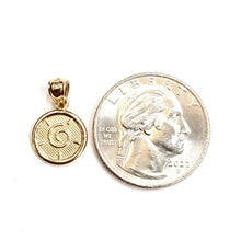Load image into Gallery viewer, New 14k yellow Gold tiny round seven wishes Happiness Pendant charm jewelry 1.2g