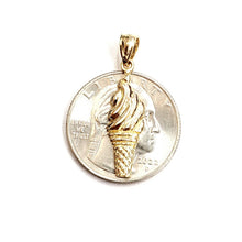Load image into Gallery viewer, 14k yellow Gold ice cream cone summer pastry Pendant charm fine jewelry 1.4g