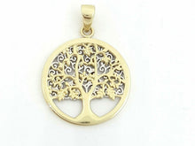 Load image into Gallery viewer, 14k two tone gold round tree of life lucky pendant charm fine gift for her 2g
