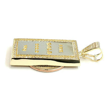 Load image into Gallery viewer, 14k Yellow Gold 999.9 fine gold bar brick bar 1kg Pendant cubic zirconia 7.6g