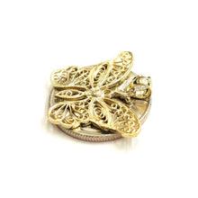 Load image into Gallery viewer, New 14k yellow Gold butterfly Pendant charm filigree gift fine jewelry 2.4g