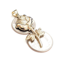 Load image into Gallery viewer, New 14k yellow solid Gold rose flower big Pendant charm gift fine jewelry 6.9g