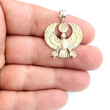 Load image into Gallery viewer, New 14k yellow Gold Scarab Egyptian falcon Pendant charm gift fine jewelry 4.6g