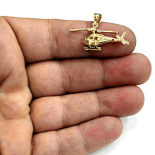 Load image into Gallery viewer, 14k yellow Gold solid Helicopter Aviation 3D pendant charm fine jewelry 3g