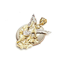 Load image into Gallery viewer, 14k two tone gold saint Michael pendant charm fine religious gift jewelry 3g