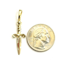 Load image into Gallery viewer, New 14k yellow Gold dagger knife 3D Pendant charm Unisex Gift fine jewelry 2.3g