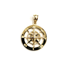 Load image into Gallery viewer, 14k Yellow Gold round compass pendant charm Unisex gift fine jewelry 0.73" 3.2g