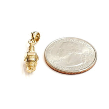 Load image into Gallery viewer, 14k yellow Gold 3D spark plug Pendant charm automobile engine fine jewelry 2.8g