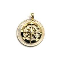 Load image into Gallery viewer, 14k Yellow Gold round compass pendant charm Unisex gift fine jewelry 0.73" 3.2g