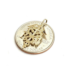 Load image into Gallery viewer, 14k yellow Gold RN caduceus medical sign nurse Pendant charm fine jewelry 0.9g