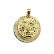 Load image into Gallery viewer, 14k yellow Gold 0.73" Round Tetragrammaton Protection Pendant Fine jewelry 2.1g