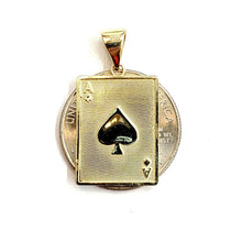 Load image into Gallery viewer, 14k yellow Gold Ace of spade Pendant playing card gambling fine jewelry 2.8g