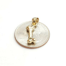 Load image into Gallery viewer, 14k yellow Gold solid dog bone 3D Pendant charm fine jewelry gift unisex 1.9g