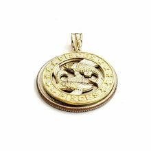 Load image into Gallery viewer, 14k yellow Gold round Pisces fish zodiac Pendant charm fine jewelry unisex 2.8g