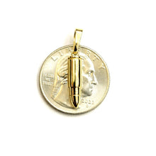 Load image into Gallery viewer, New 14k yellow gold 3D bullet pendant charm military gift fine jewelry 2g