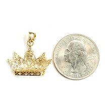 Load image into Gallery viewer, 14k yellow gold 15 Años 15 years crown pendant cubic zirconia fine jewelry 2.1g