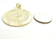 Load image into Gallery viewer, 14k yellow Gold Aztec Mayan sun calendar azteca pendant fine jewelry 1.52" 8.7g
