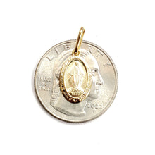 Load image into Gallery viewer, 14k yellow gold oval virgin Miraculous Milagrosa pendant charm religious 1.2g
