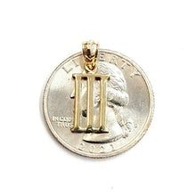Load image into Gallery viewer, New 14KT Yellow Gold Solid Roman number 3 Pendant charm gift Fine Jewelry 1.3g