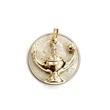 Load image into Gallery viewer, New 14k yellow Gold 3D hollow Genie lamp Aladdin charm pendant fine jewelry 1.8g